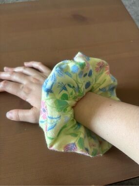 Handmade Floral Yellow Oversized Scrunchie